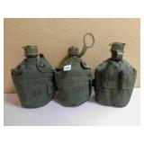Military Water Canteens with Covers (3)