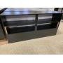 Black display cabinets with one shelf
