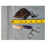 Small trailing point knife w/key chain & 13" cord