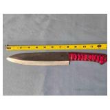 13" Butcher knife. Carved wood handle.