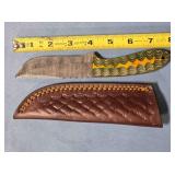 Straight blade knife. Damascus steel.