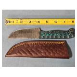 Trailing point blade knife w/jimping on spine.