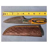 Straight blade hunting knife w/wood handle