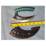 Alaskan Ulu knife w/wood handle. Damascus steel.