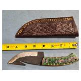 Trailing blade hunting knife w/gut hook.