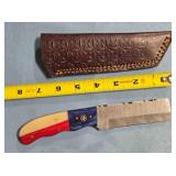 Sheepsfoot blade knife w/jimping on spine.