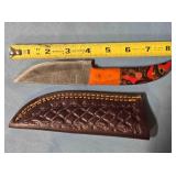 Straight blade knife w/wood & composite handle