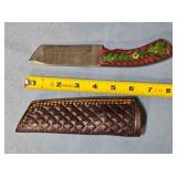 Tanto blade knife w/carved wood handle.