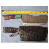 12" cleaver w/turtle head carving in handle