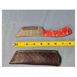 Tanto blade knife w/carved wood handle