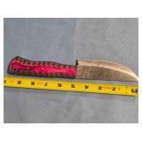 Straight blade 9" knife. Carved wood handle
