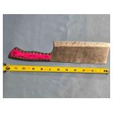 Cleaver. Carved wood handle. Damascus steel.