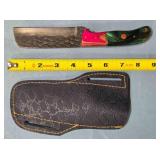 Sheepsfoot blade knife. Damascus steel.