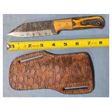 Drop point blade knife w/spine jimping.