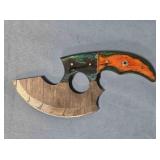 Alaskan Ulu knife w/wood handle. Damascus steel.