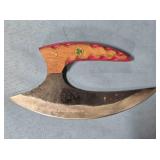 Alaskan Ulu knife w/wood handle. Damascus steel.