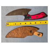 Ulu blade knife w/two-tone wood handle.