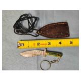 Small recurve blade knife w/keychain & 13" cord