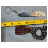 Small Bowie-style knife w/key chain & 13" cord
