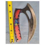 Alaskan Ulu knife w/wood handle. Damascus steel.