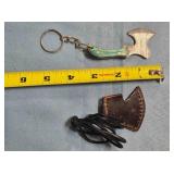 Small Hatchet-type blade knife. Damascus steel.