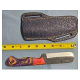 Sheepsfoot blade knife. Damascus steel.