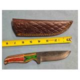 Straight blade hunting knife. Damascus steel.