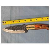 Drop point knife w/wood handle & Lanyard hole.