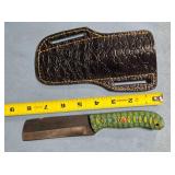 Sheepfoot blade knife w/carved wood handle.