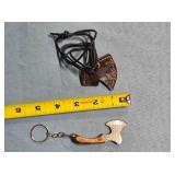 Small Hatchet-type blade knife. Damascus steel.