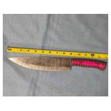 Butcher knife. 13" overall. Carved wood handle