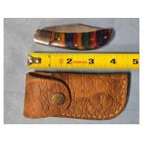 Clip point folding knife. Damascus steel