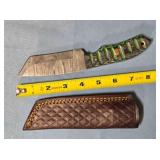 Tanto blade knife w/carved wood handle.