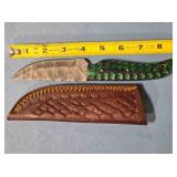 Straight blade knife. Damascus steel. 8" length.