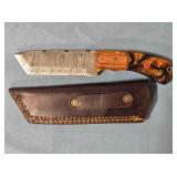 Tanto blade knife w/jimping on spine. 8" length.