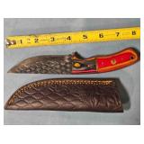 Straight blade hunting knife. Damascus steel.