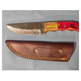 Straight blade knife w/wood handle & Lanyard hole