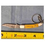 Small folding knife w/key chain. Damascus steel.