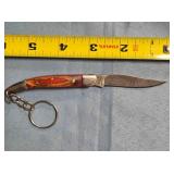 Small folding knife w/key chain. Damascus steel.