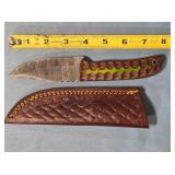 Bowie-style knife w/carved wood handle