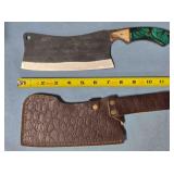 Cleaver w/composite/wood handle. Hanger hole.