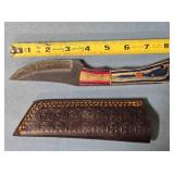 Trailing point knife w/wood handle & Lanyard hole