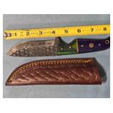 Drop point knife w/wood handle & Lanyard hole