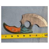 Alaskan Ulu knife w/wood handle. Damascus steel.