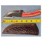 Trailing point blade knife w/gut hook.