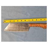 Cleaver. Damascus steel. Carved wood handle.