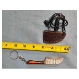 Sheepsfoot blade knife w/keychain. Damascus steel