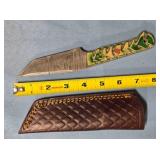 Tanto blade knife w/carved wood handle/thong hole