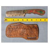 Sheepsfoot blade knife w/jimping on spine.