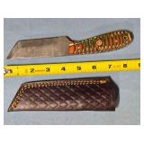 Tanto blade knife w/carved wood handle.